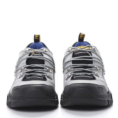 Gucci X SEGA Mesh Technical Canvas Calfskin Reflective Mens Flashtrek Sneakers 9.5 Silver Black 2 of 7