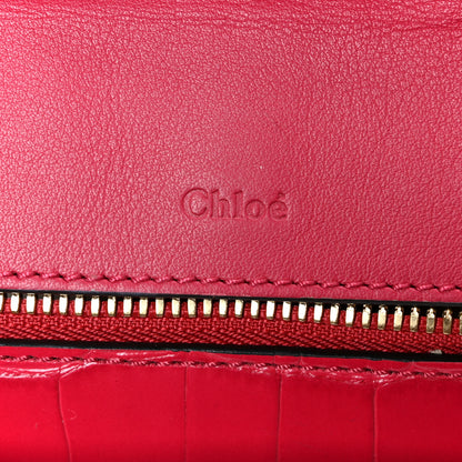 Chloe Calfskin Crocodile Embossed Mini C Vanity Bag Red 7 of 10