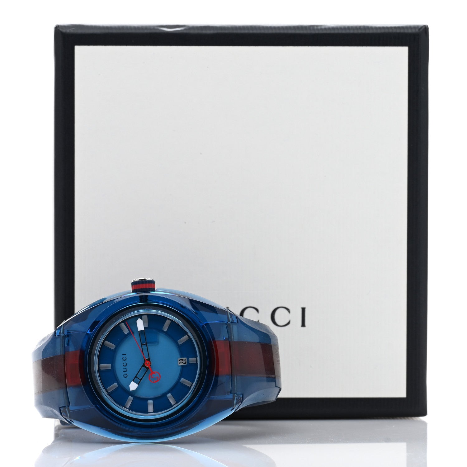 Gucci Stainless Steel Rubber 46mm Sync Web Quartz Watch Blue 5 of 5