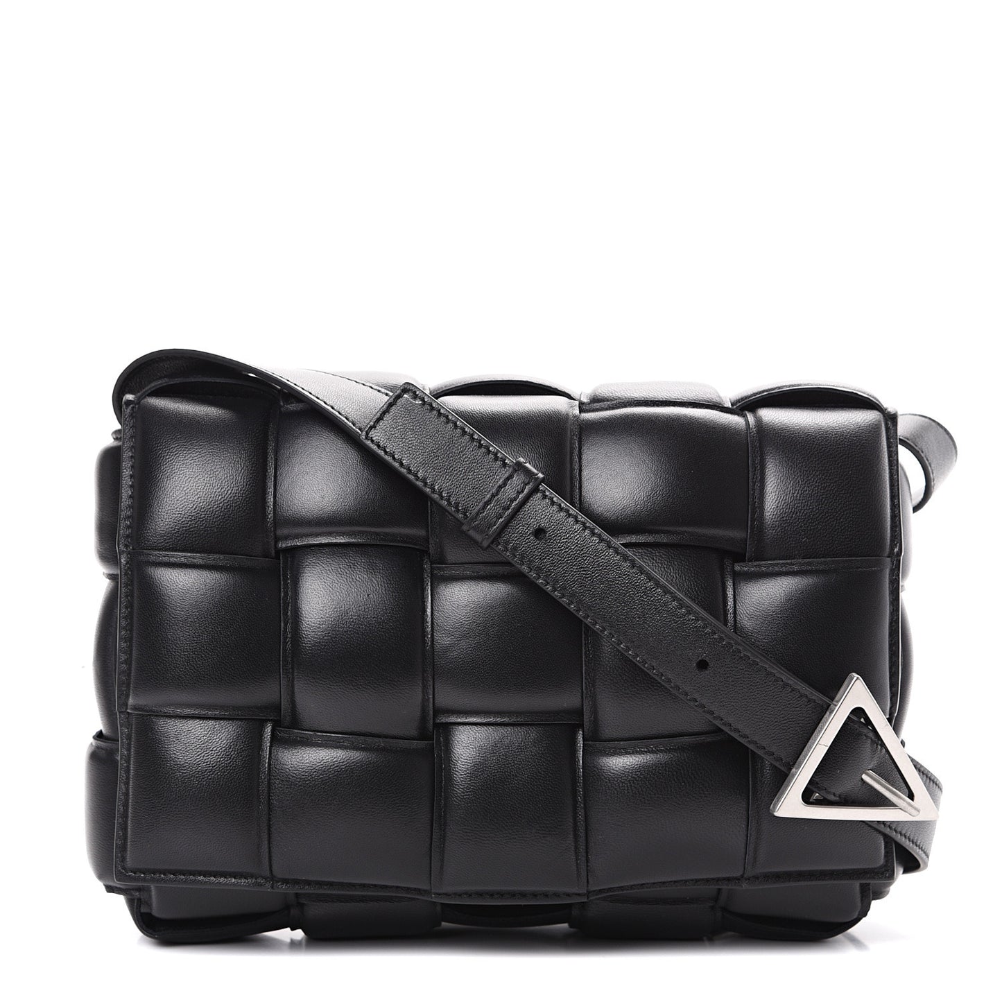 Nappa Maxi Intreccio Padded Cassette Crossbody Bag Black