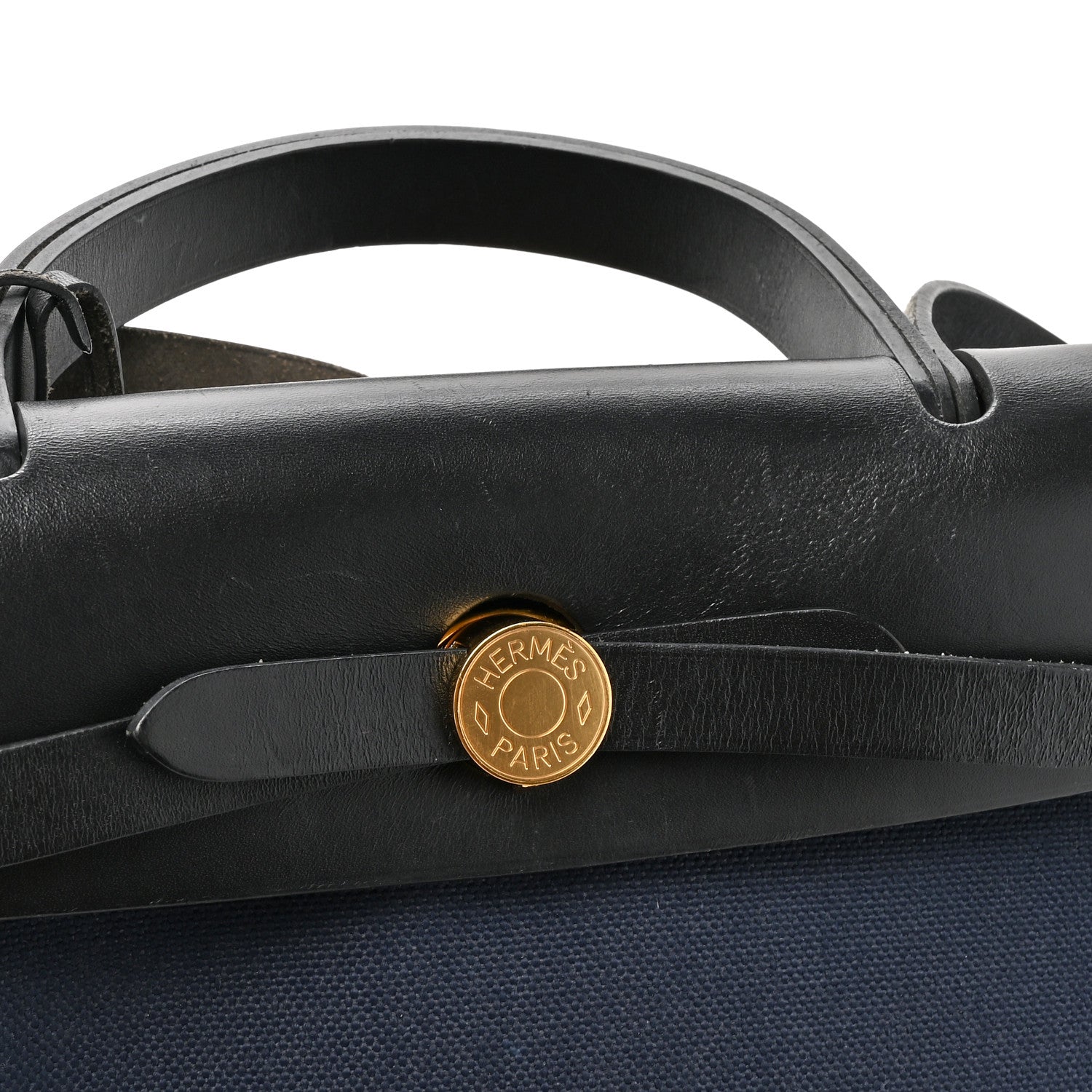 Hermes Military Toile Vache Hunter Herbag Zip Retourne 31 PM Bleu Marine Black 15 of 18