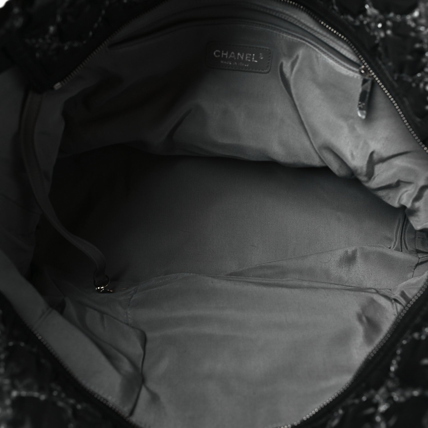 Chanel Nylon Quilted Tweed Stitch Bubble Tote Black 5 of 9