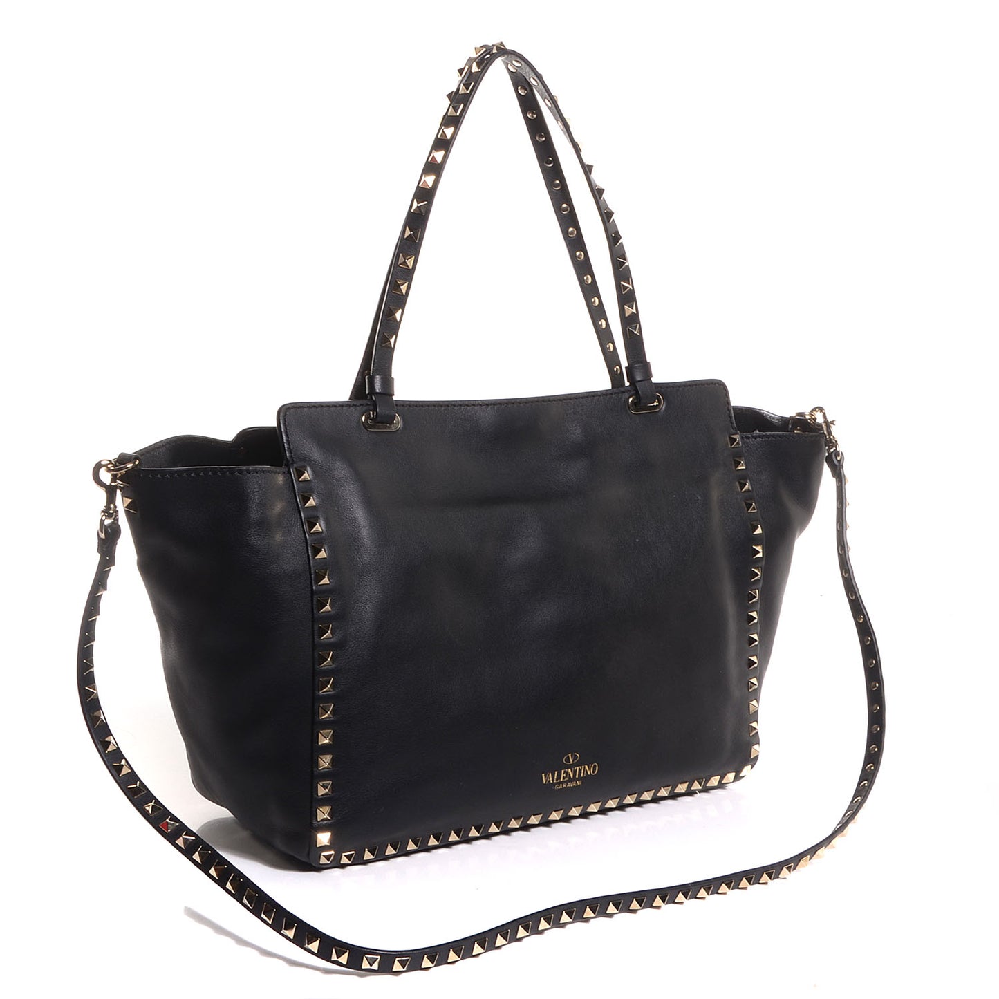 Vitello Medium Rockstud Tote Black