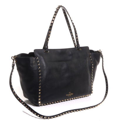 Valentino Garavani Vitello Medium Rockstud Tote Black 3 of 9