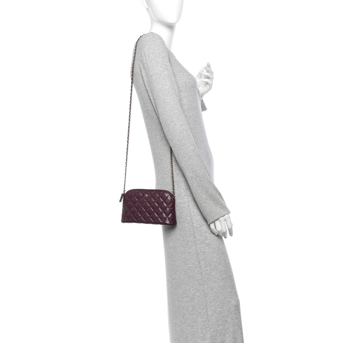 Chanel Caviar Quilted Classic Clutch With Chain Dark Burgundy 2 of 10