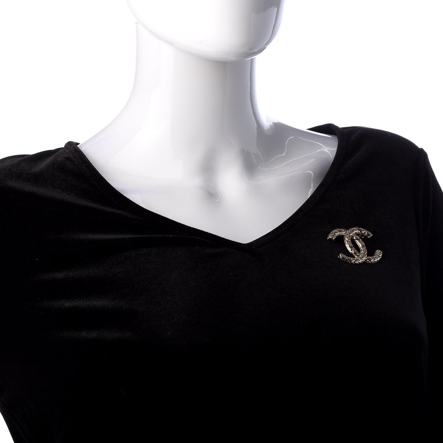 Metal CC Diamond Quilted Brooch Light Gold