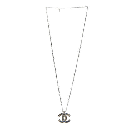 Chanel Crystal Pearl Tweed Effect CC Necklace Blue White 3 of 6