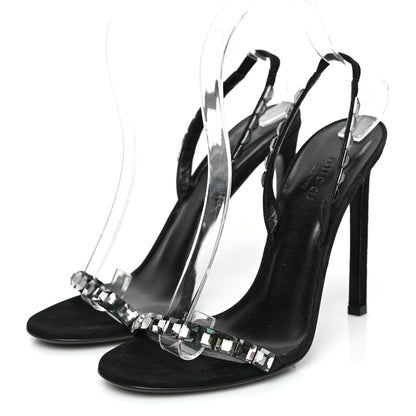 Gucci Kid Scamosciato Crystallo Mallory Slingback Sandal 37.5 Black 3 of 7