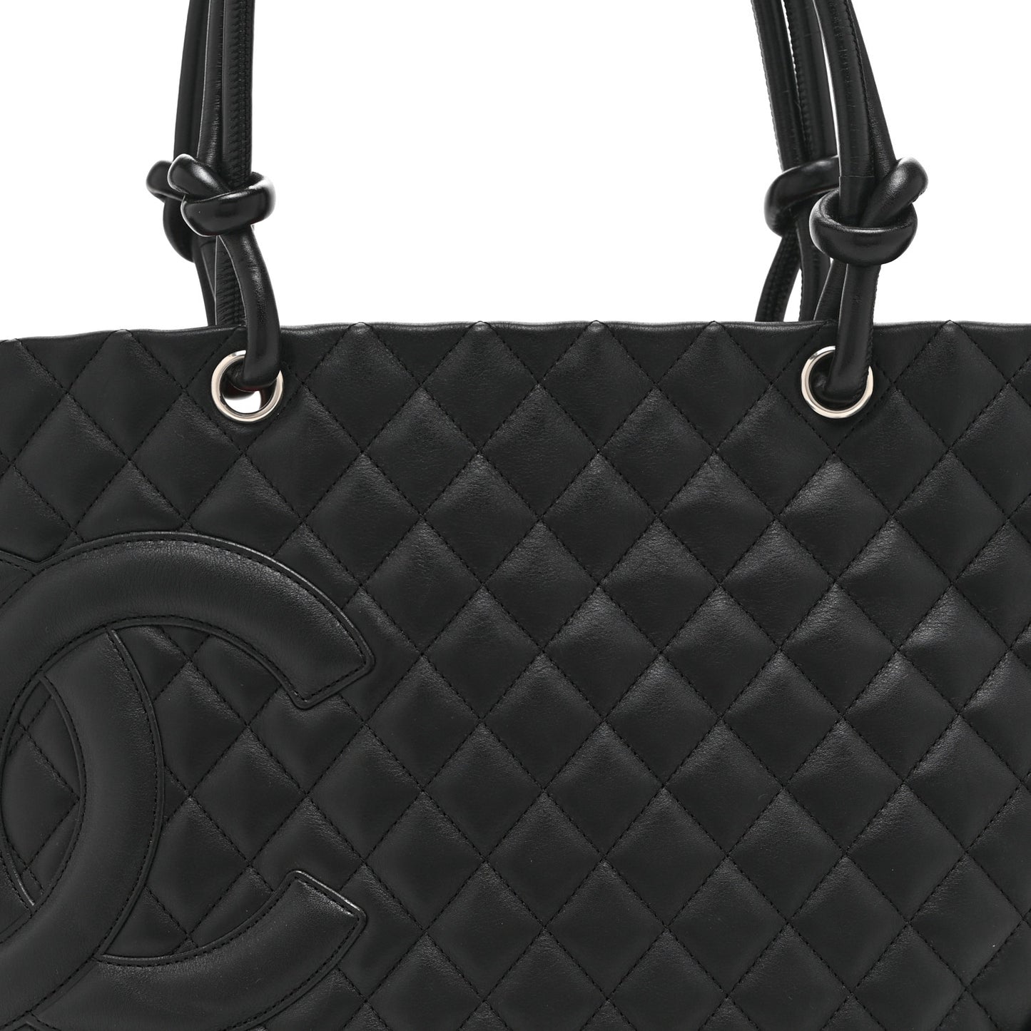 Calfskin Quilted Large Cambon Tote Black