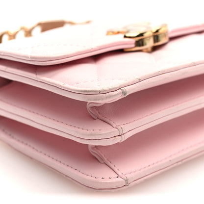 Chanel Lambskin Quilted Pick Me Up Clutch With Chain Pink 9 of 10