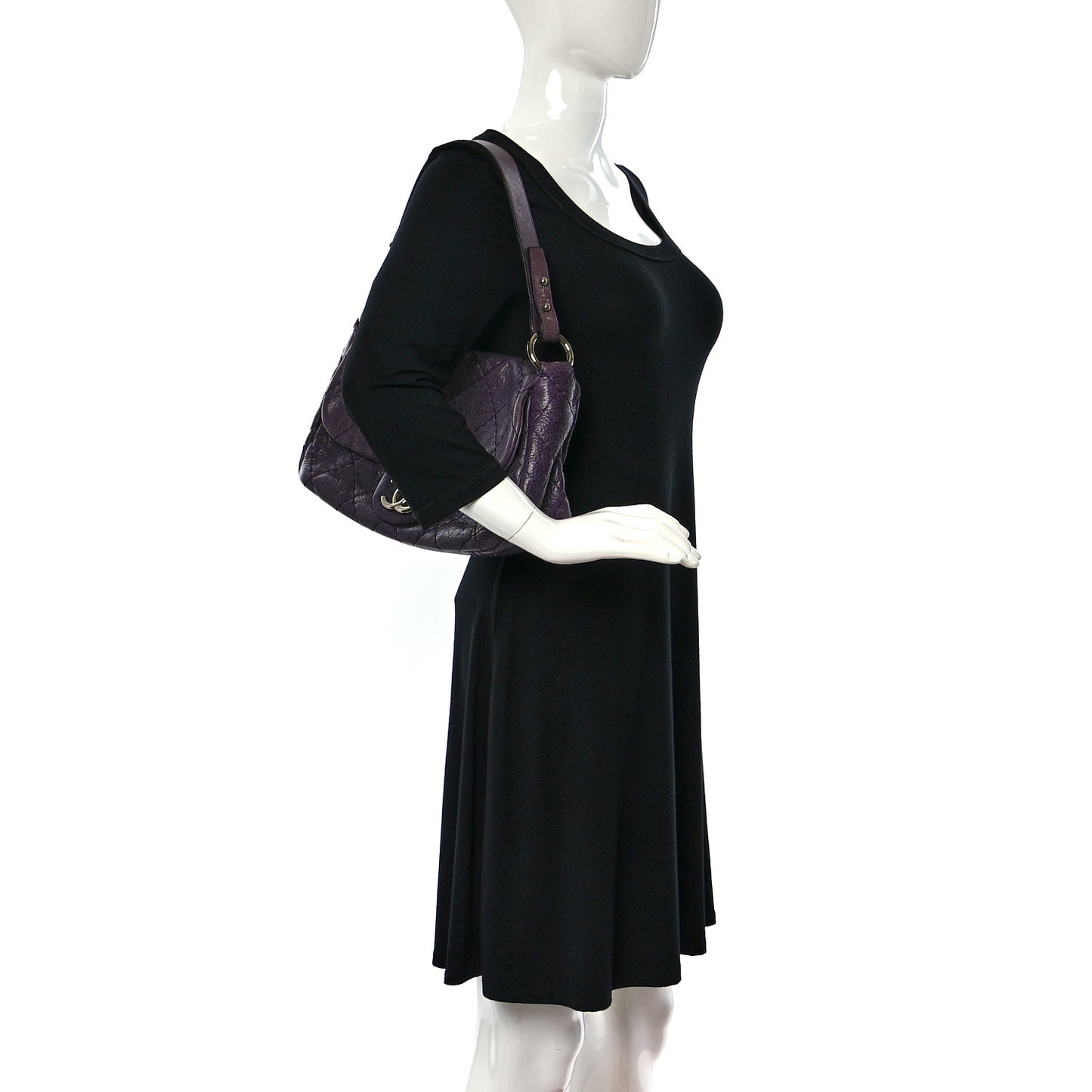Glazed Calfskin Stitched On The Road Flap Purple
