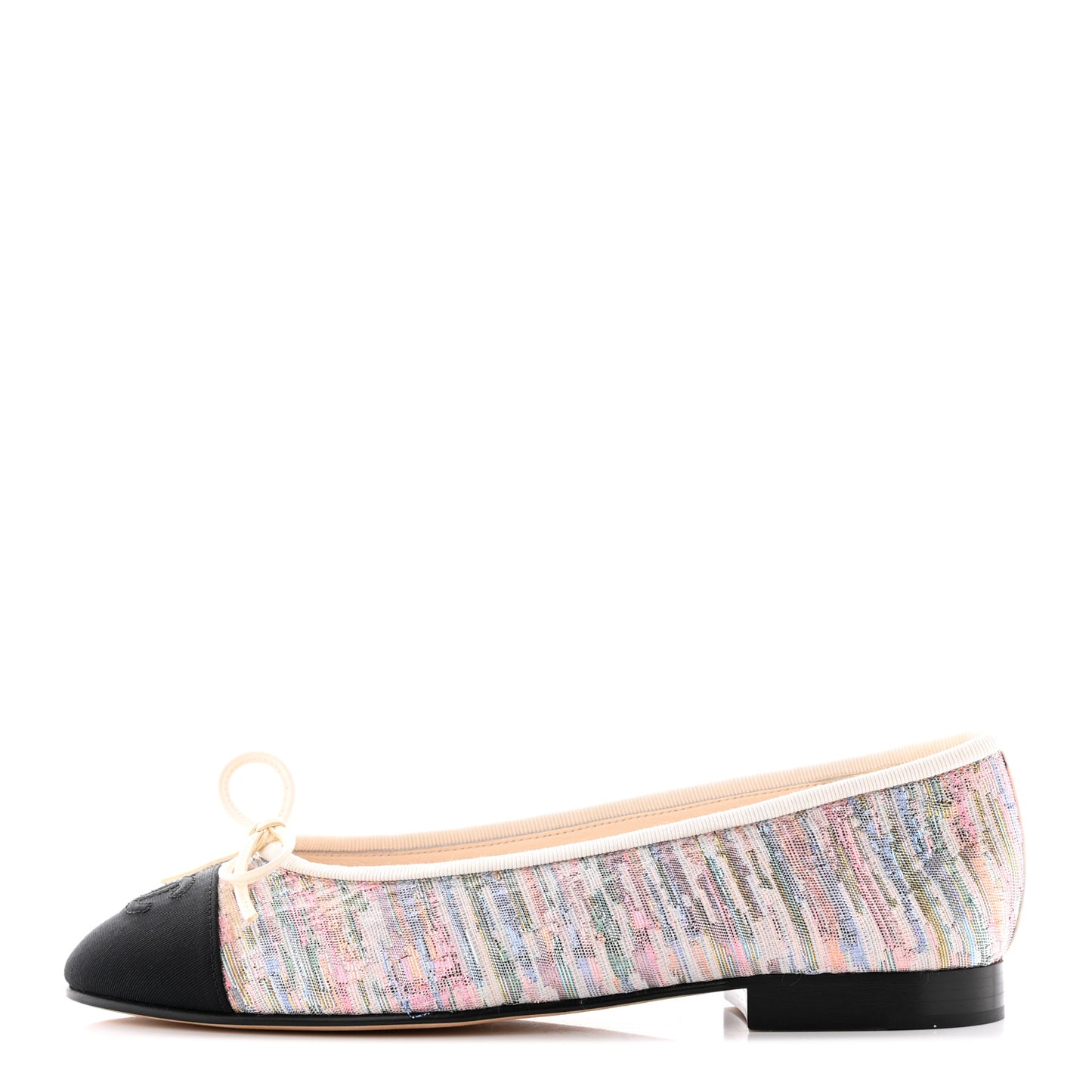Tweed Grosgrain Cap Toe Ballerina Flats 36 Iridescent Multicolor
