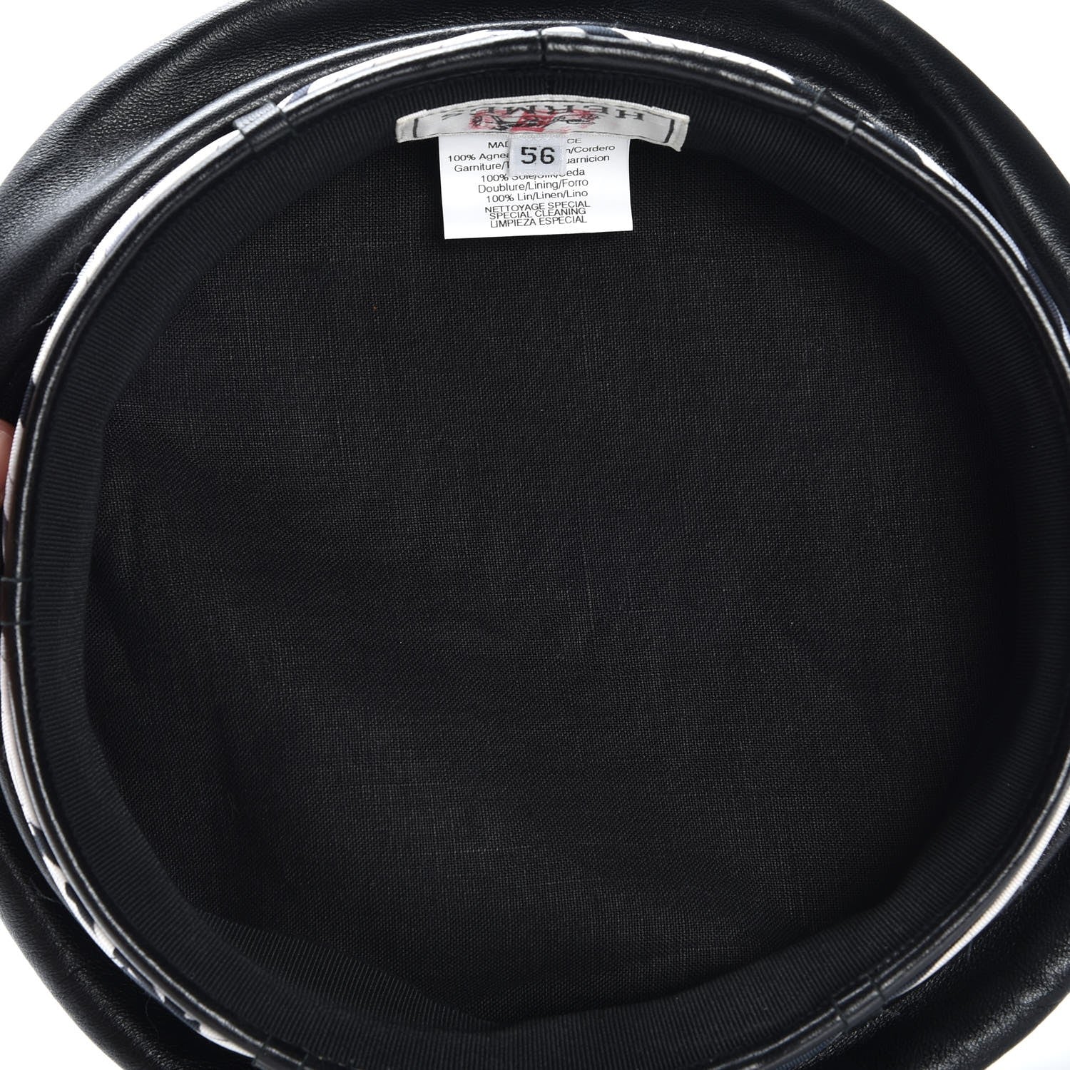 Hermes Lambskin Beret 56 Black 4 of 5