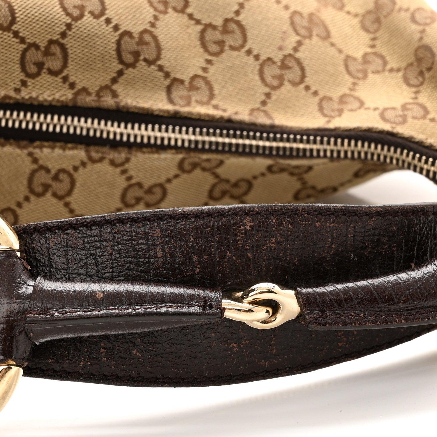 Gucci Monogram Medium Horsebit Chain Hobo Dark Brown 14 of 16