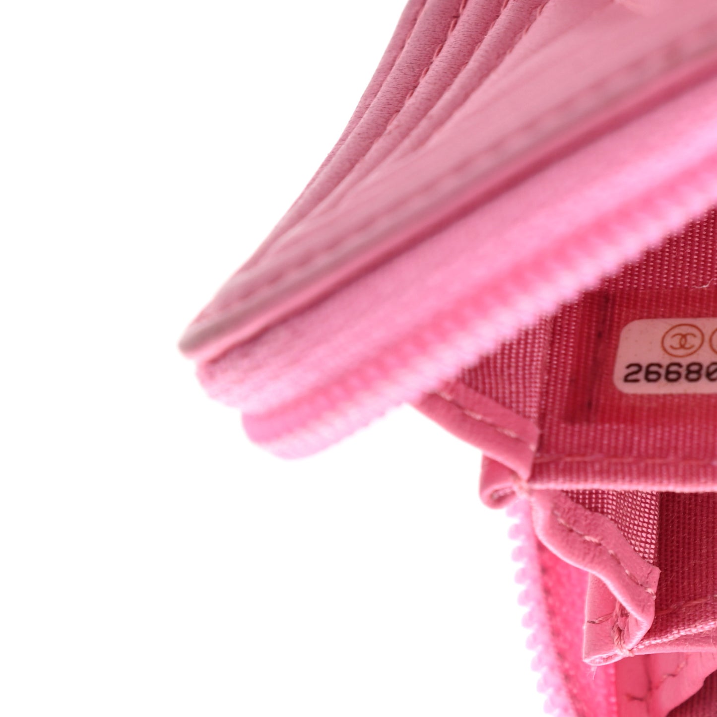 Calfskin Quilted Boy Zip Around Coin Purse Wallet Fuchsia