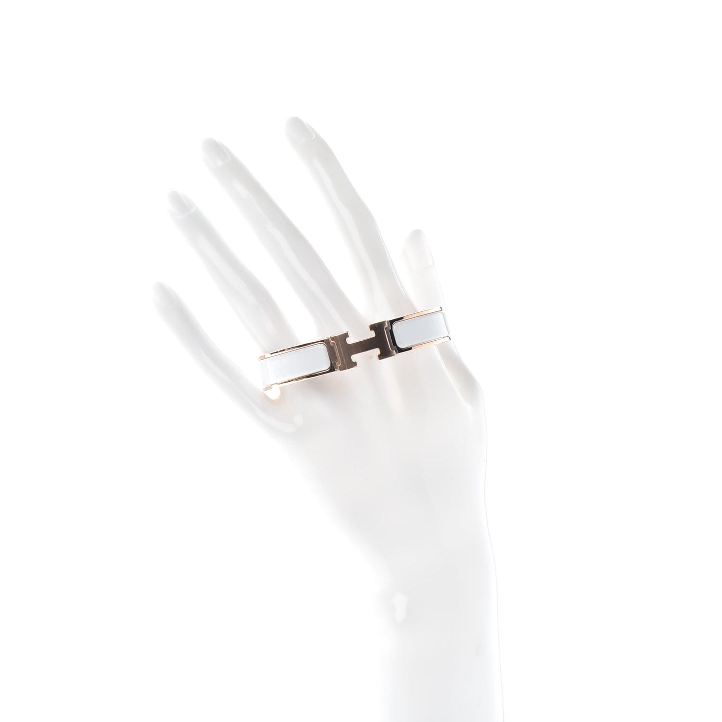 Enamel Narrow Clic Clac H Bracelet GM White