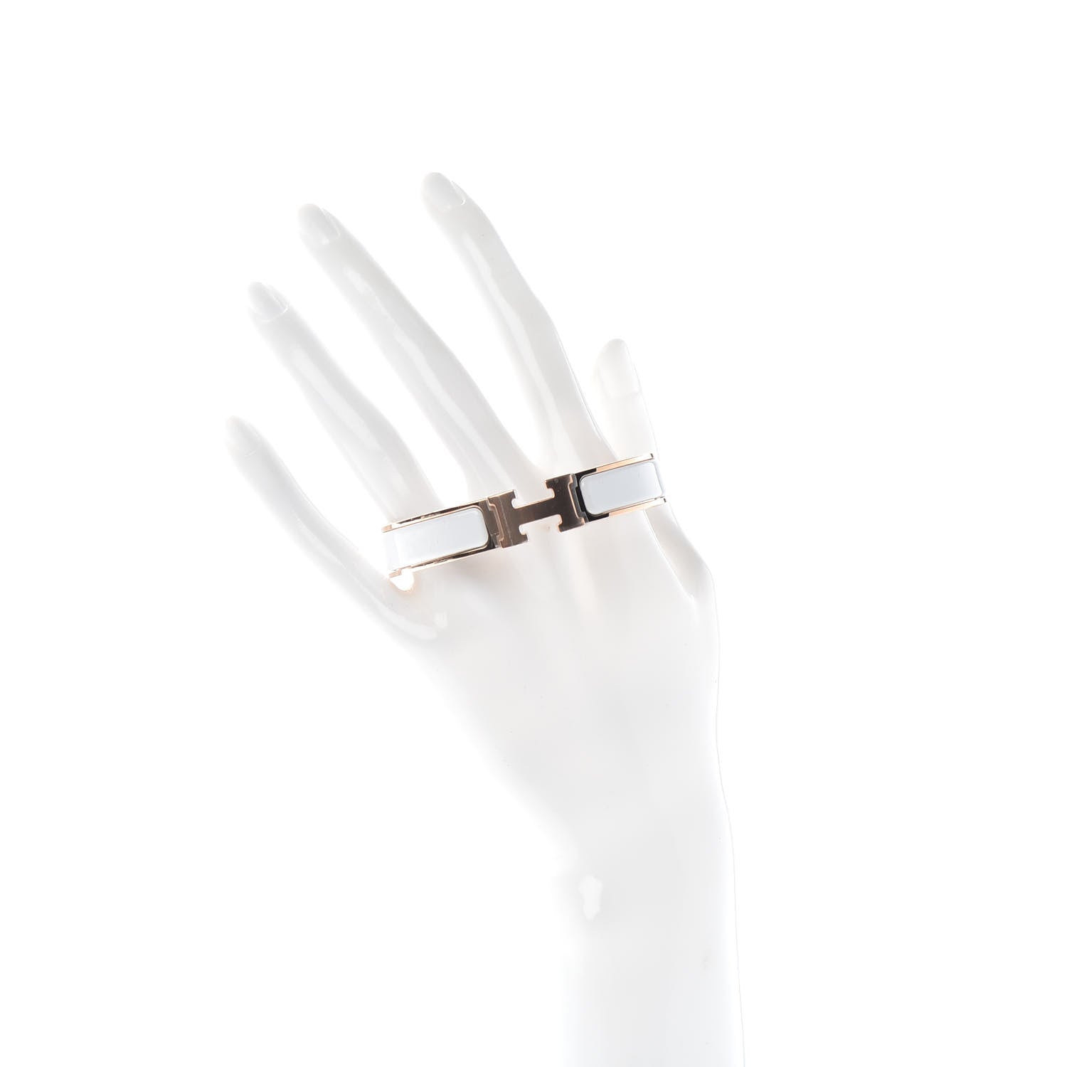 Hermes Enamel Narrow Clic Clac H Bracelet GM White 2 of 5