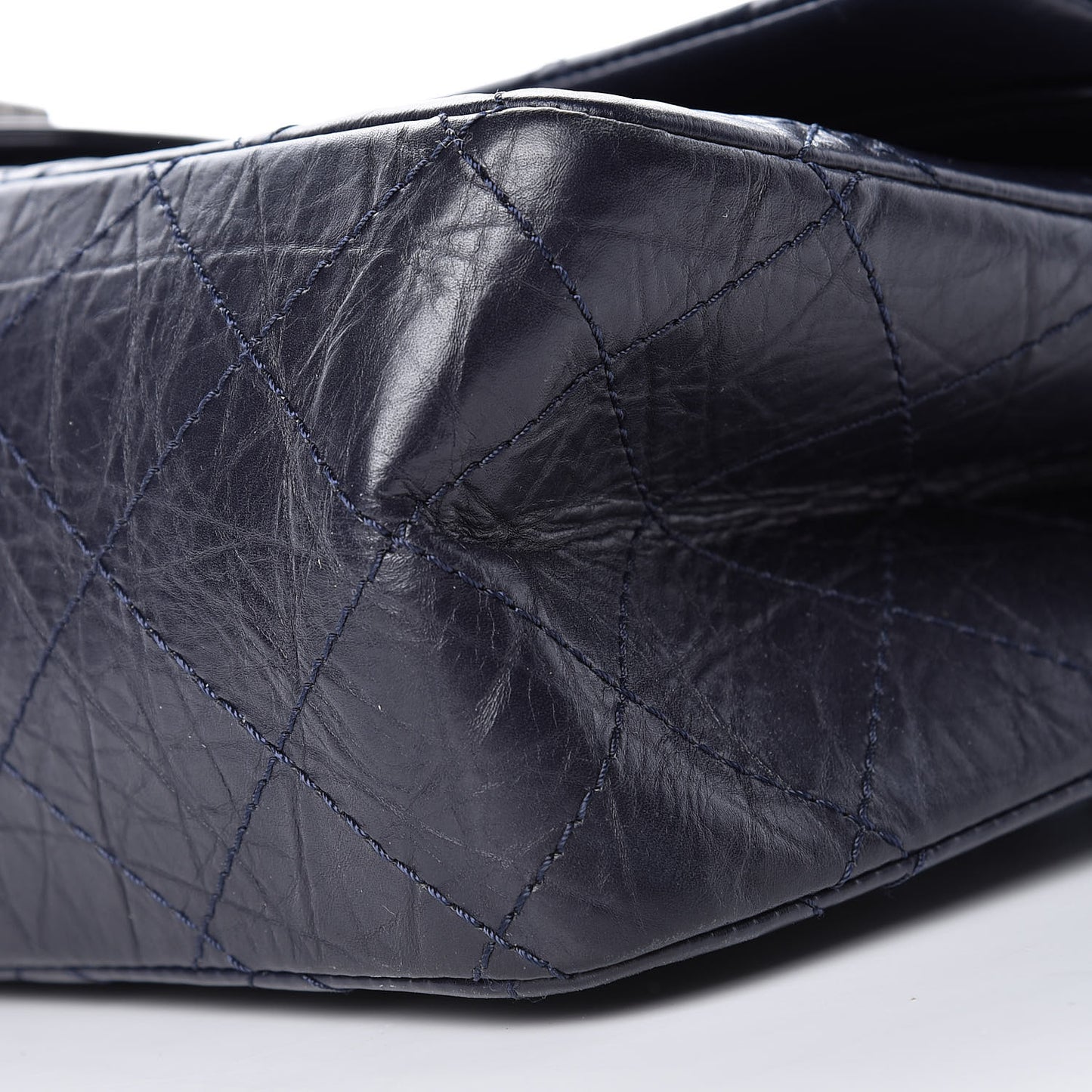 Aged Calfskin Quilted 2.55 Reissue 227 Flap Navy Blue