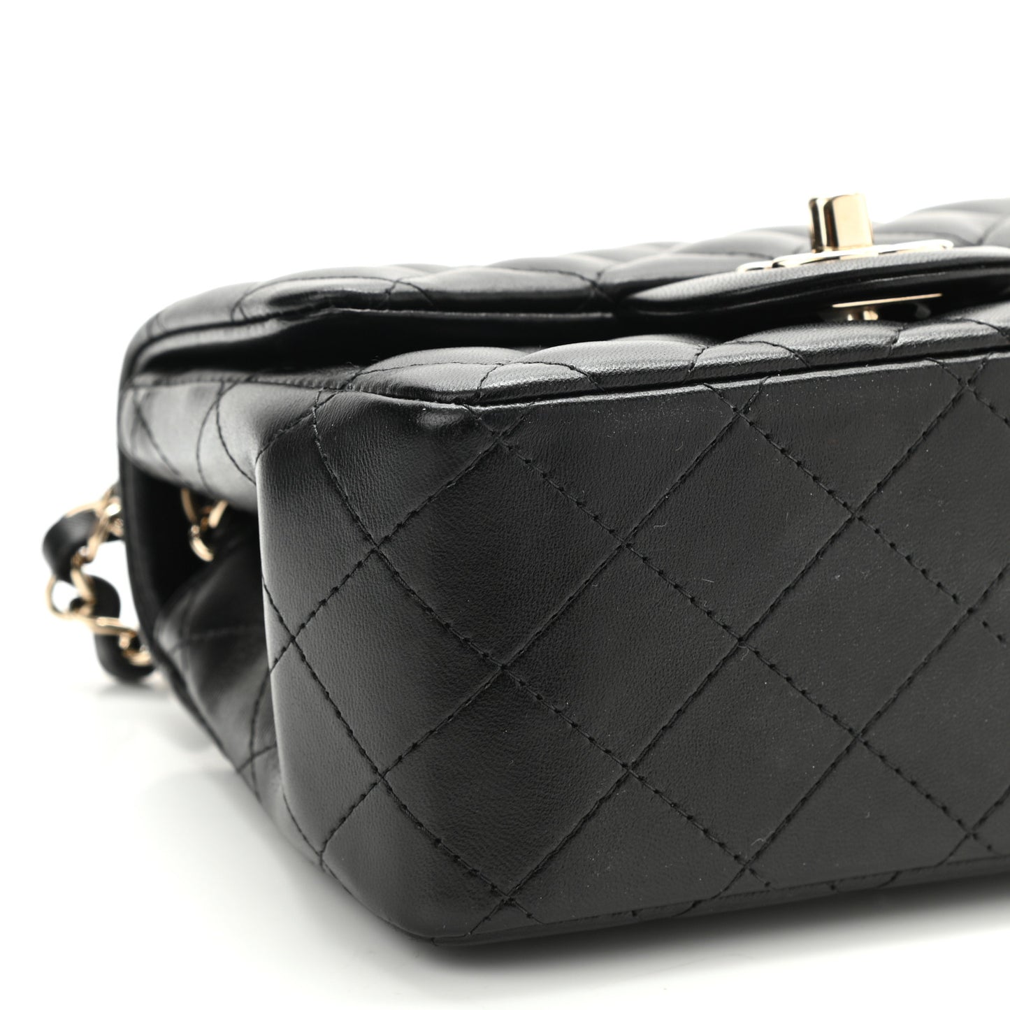 Lambskin Quilted Mini Square Flap Black