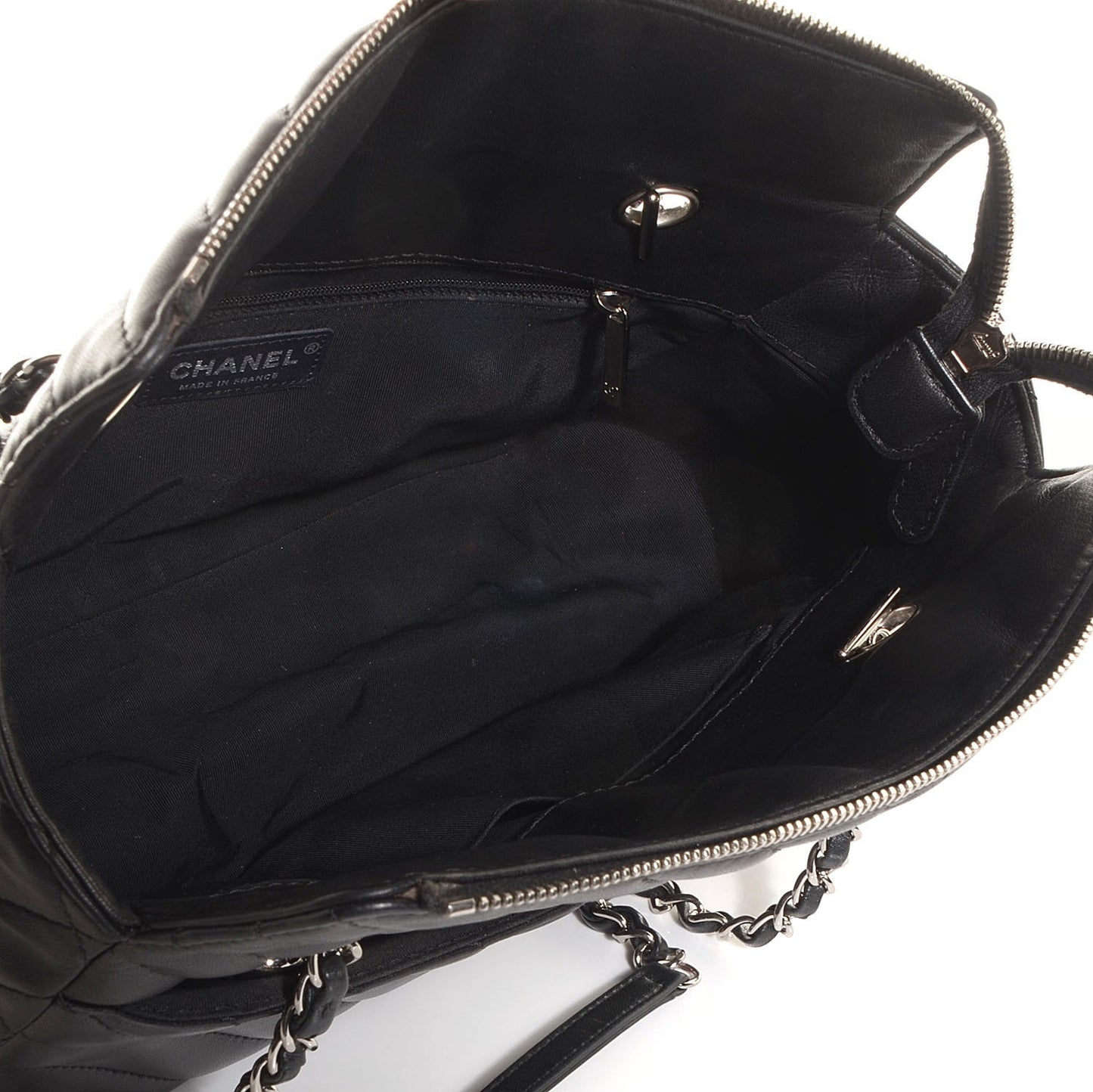 Lambskin Surpique Chevron Small Tote Black