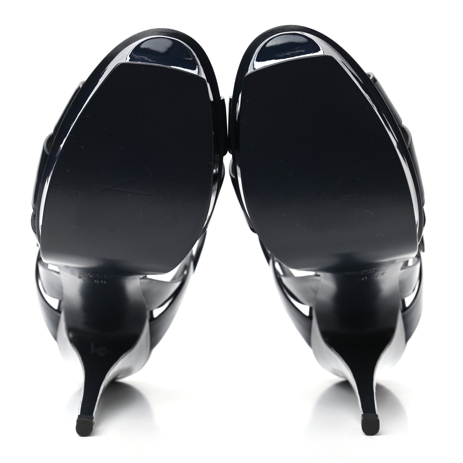 Saint Laurent Patent Tribute 105 Platform Sandals 40 Deep Marine 5 of 8