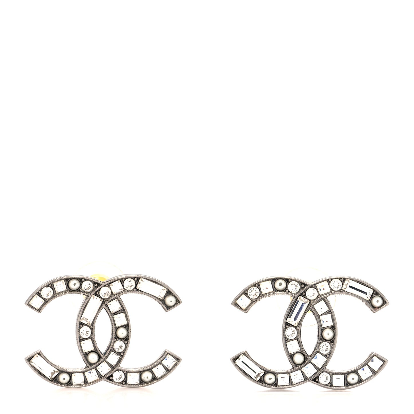 Baguette Crystal Pearl CC Bright Young Things Earrings Ruthenium