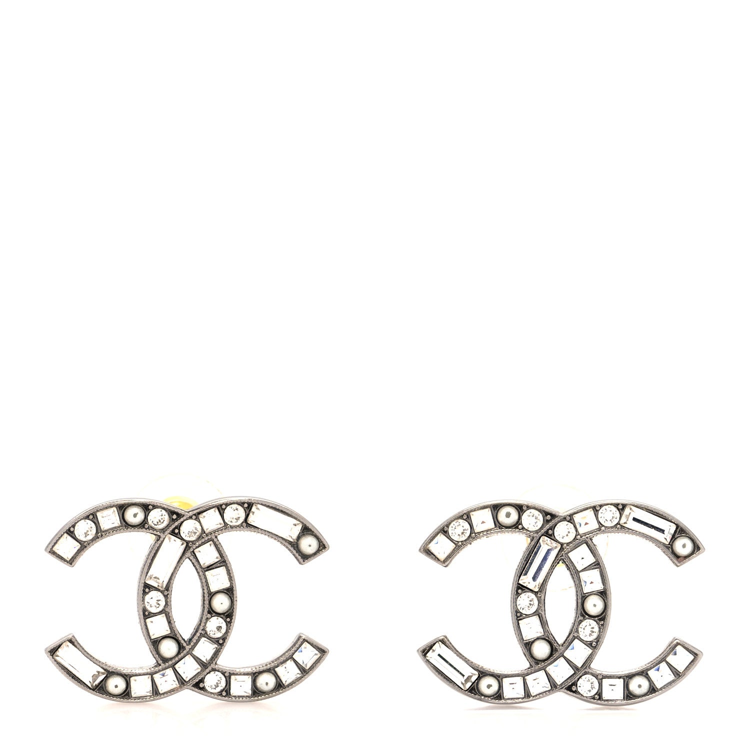 Chanel Baguette Crystal Pearl CC Bright Young Things Earrings Ruthenium 1 of 4