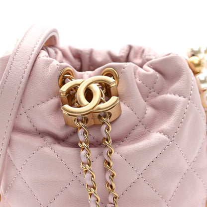 Chanel Calfskin Quilted Pearl Mini About Pearls Drawstring Bucket Light Pink 8 of 10