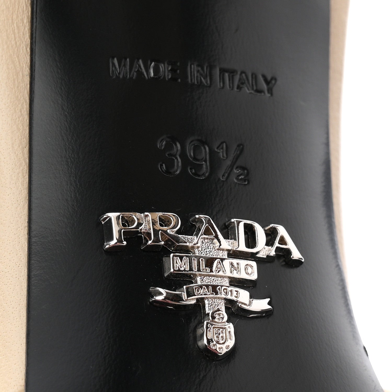 Prada Nappa Soft Padded Metal Triangle Logo 65mm Slide Sandals 39.5 Deserto 7 of 8