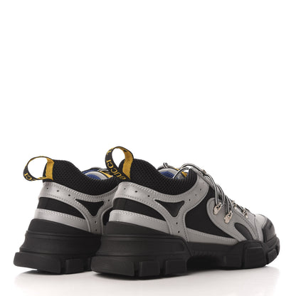 Gucci X SEGA Mesh Technical Canvas Calfskin Reflective Mens Flashtrek Sneakers 10 Silver Black 4 of 7