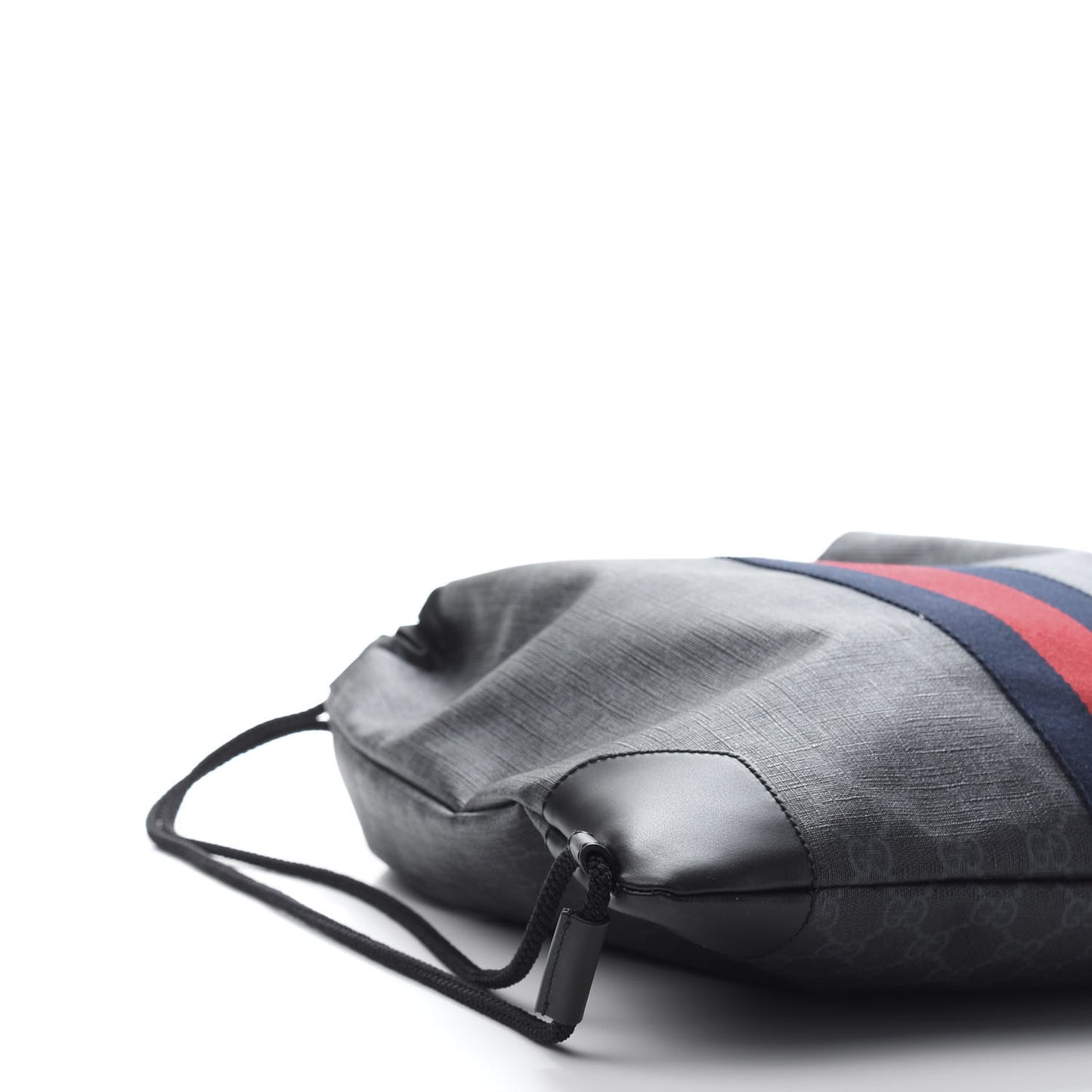 Soft GG Supreme Monogram Appia Calfskin Web Drawstring Backpack Black