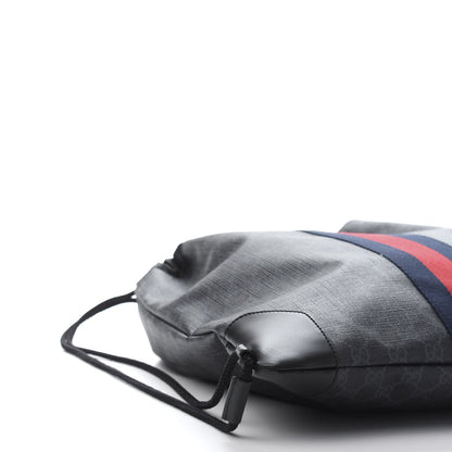 Gucci Soft GG Supreme Monogram Appia Calfskin Web Drawstring Backpack Black 8 of 10