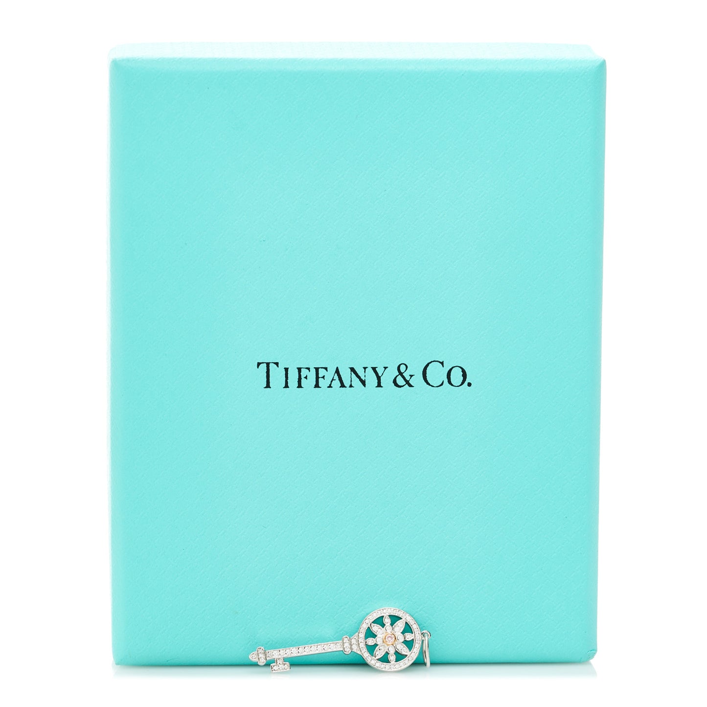 Platinum 18K Rose Gold Pink Diamond Daisy Key Pendant