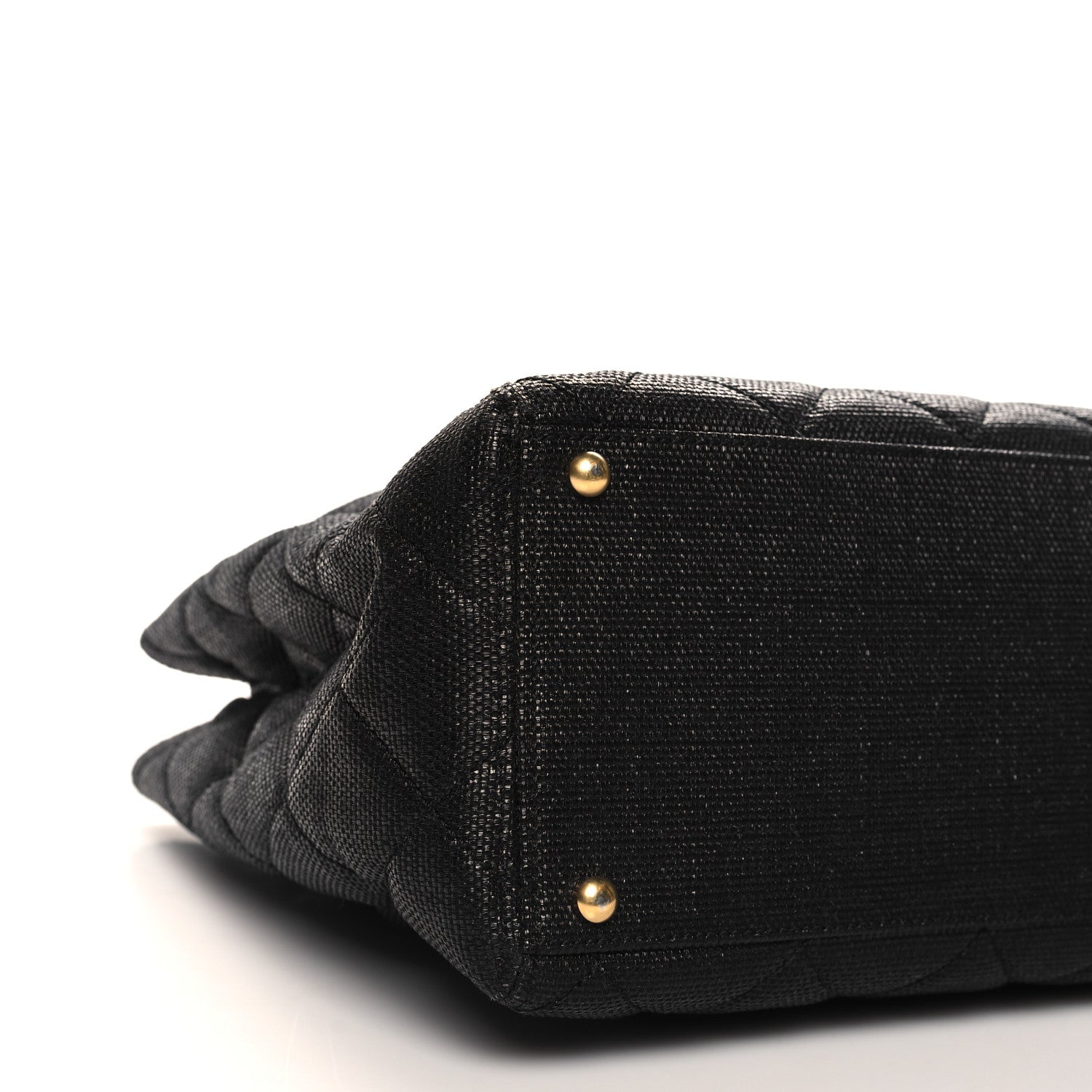 Chanel Woven Straw Quilted Shopping Tote Black 9 of 10