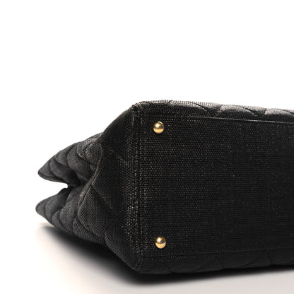 Chanel Woven Straw Quilted Shopping Tote Black 9 of 10