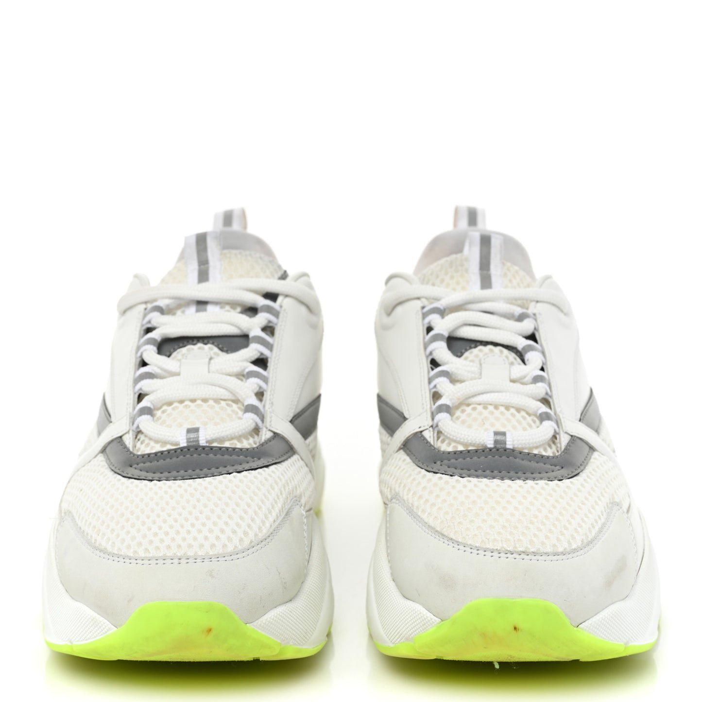 Technical Mesh Calfskin Mens B22 Sneakers 45 White Neon Yellow