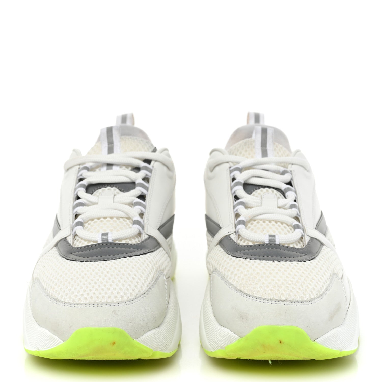 Christian Dior Technical Mesh Calfskin Mens B22 Sneakers 45 White Neon Yellow 2 of 13