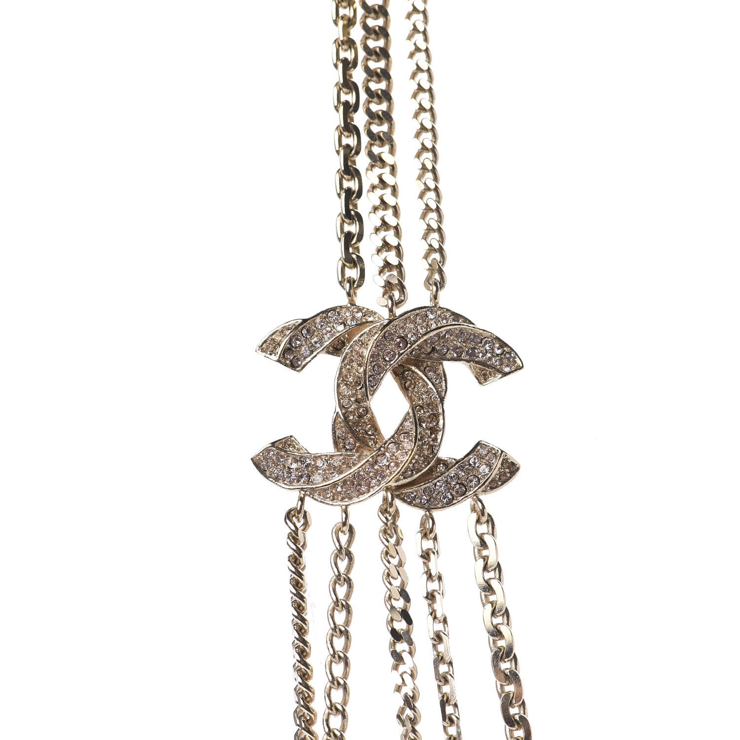 Chanel Crystal CC Multi Strand Chain Necklace Gold 4 of 6