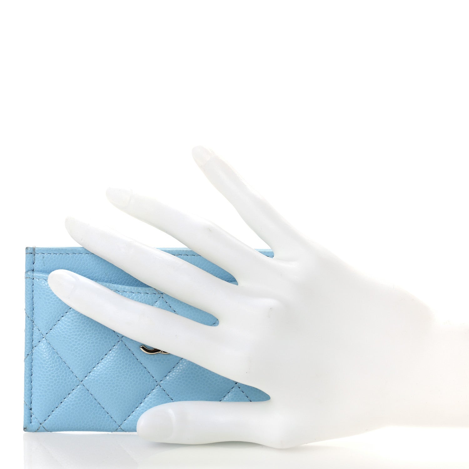 Chanel Caviar Quilted Card Holder Light Blue 2 of 10