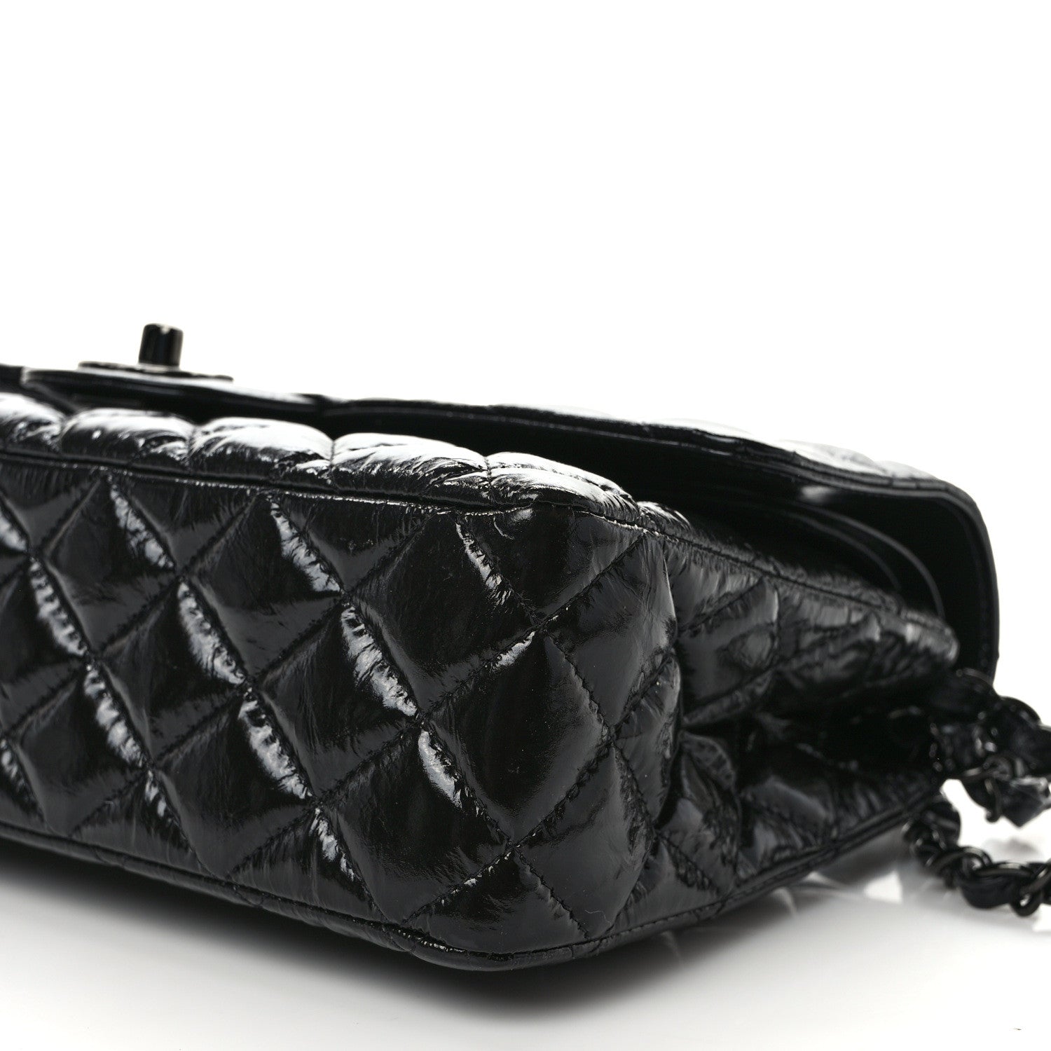 Chanel Shiny Crumpled Calfskin Quilted Medium Double Flap So Black 9 of 10