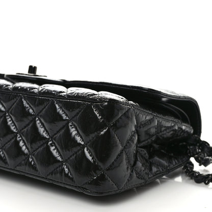 Chanel Shiny Crumpled Calfskin Quilted Medium Double Flap So Black 9 of 10
