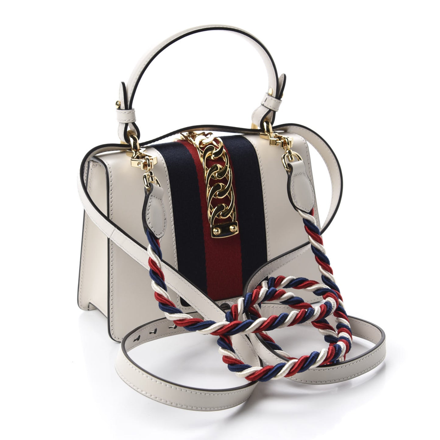 Calfskin Mini Sylvie Top Handle Bag White
