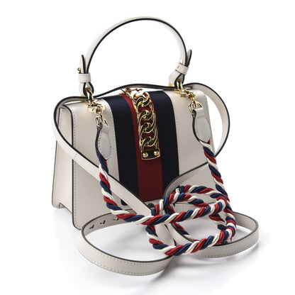 Gucci Calfskin Mini Sylvie Top Handle Bag White 4 of 11