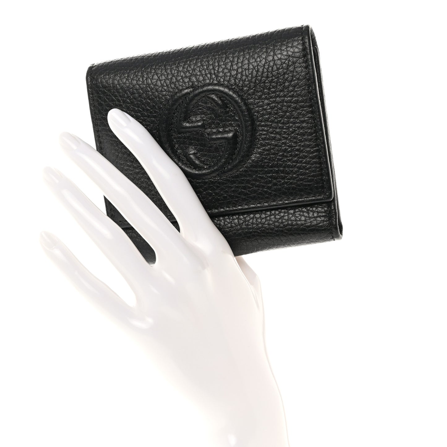 Pebbled Calfskin Soho Compact Flap Wallet Black