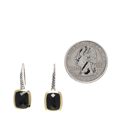 David Yurman Sterling Silver 18K Yellow Gold Black Onyx Drop Earrings 2 of 4