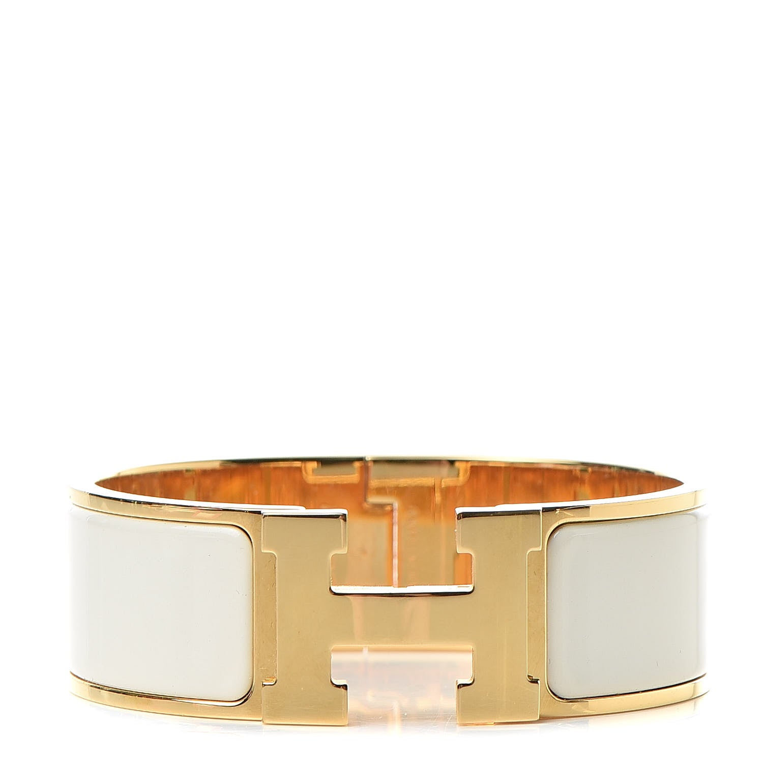 Hermes Enamel Wide Clic Clac H Bracelet PM White 1 of 6