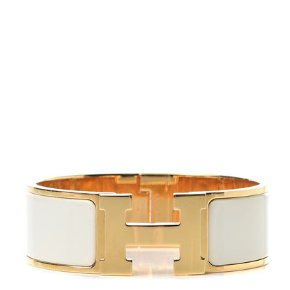 Hermes Enamel Wide Clic Clac H Bracelet PM White 1 of 6