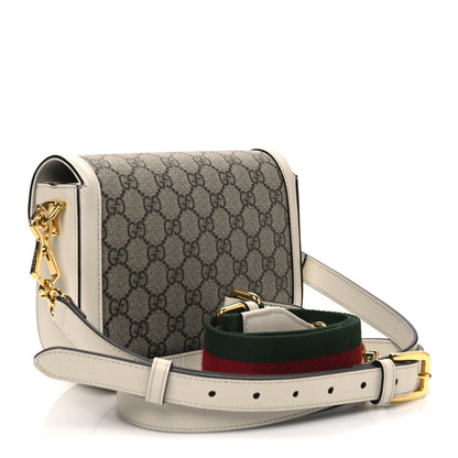Gucci GG Supreme Monogram Web Mini Horsebit 1955 Shoulder Bag Beige Mystic White 3 of 11