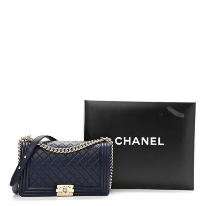 Chanel Lambskin Quilted New Medium Boy Flap Navy Blue 11 of 11