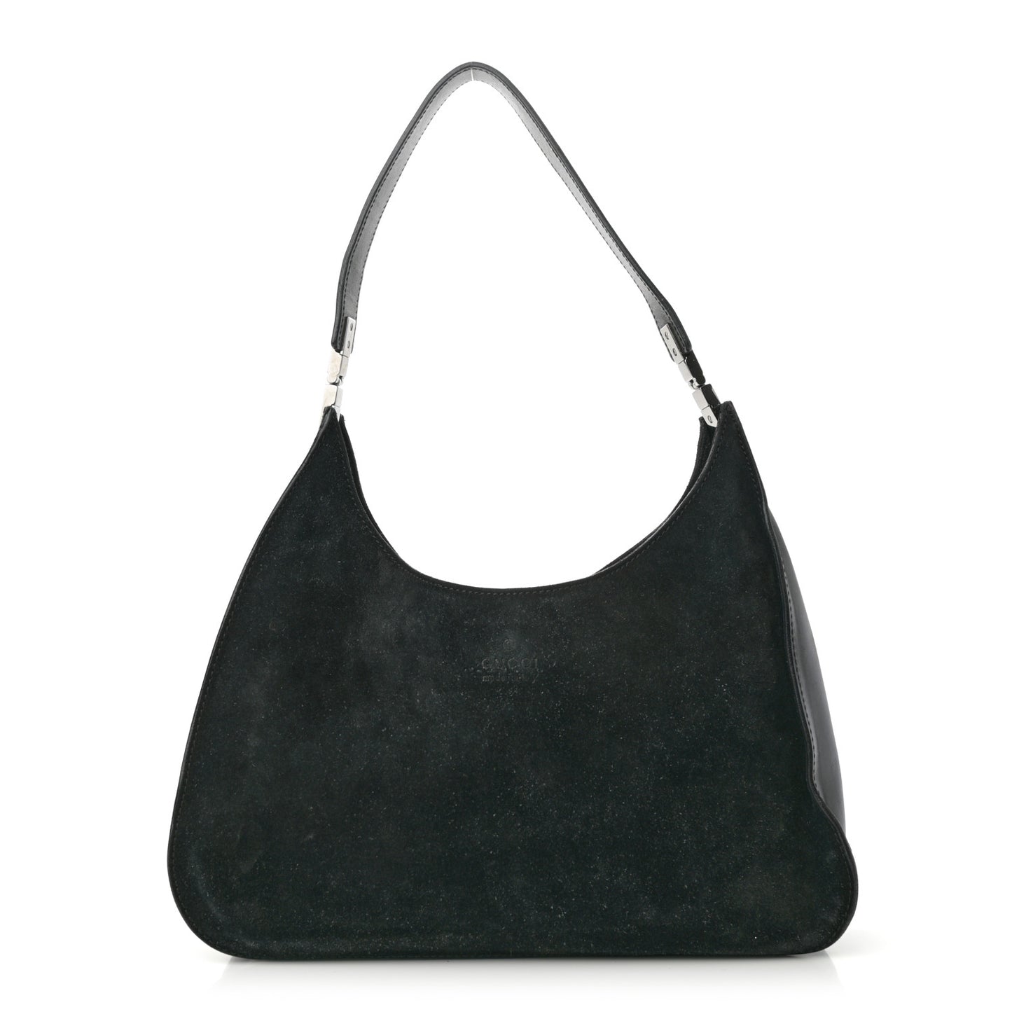 Suede Logo Hobo Bag Black